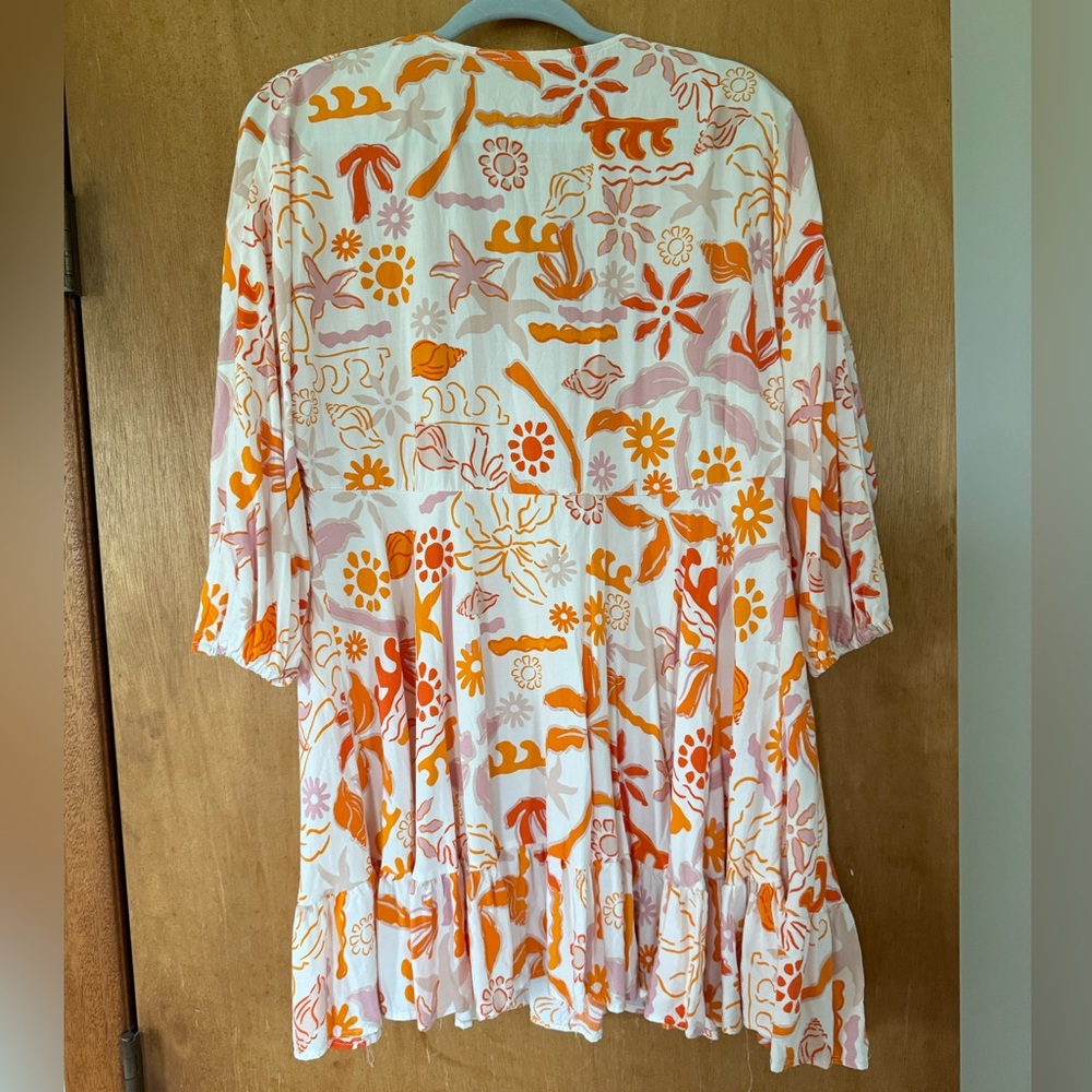 Beachy V-Neck Dress with Ruffle Hem - Picture 3 of 3